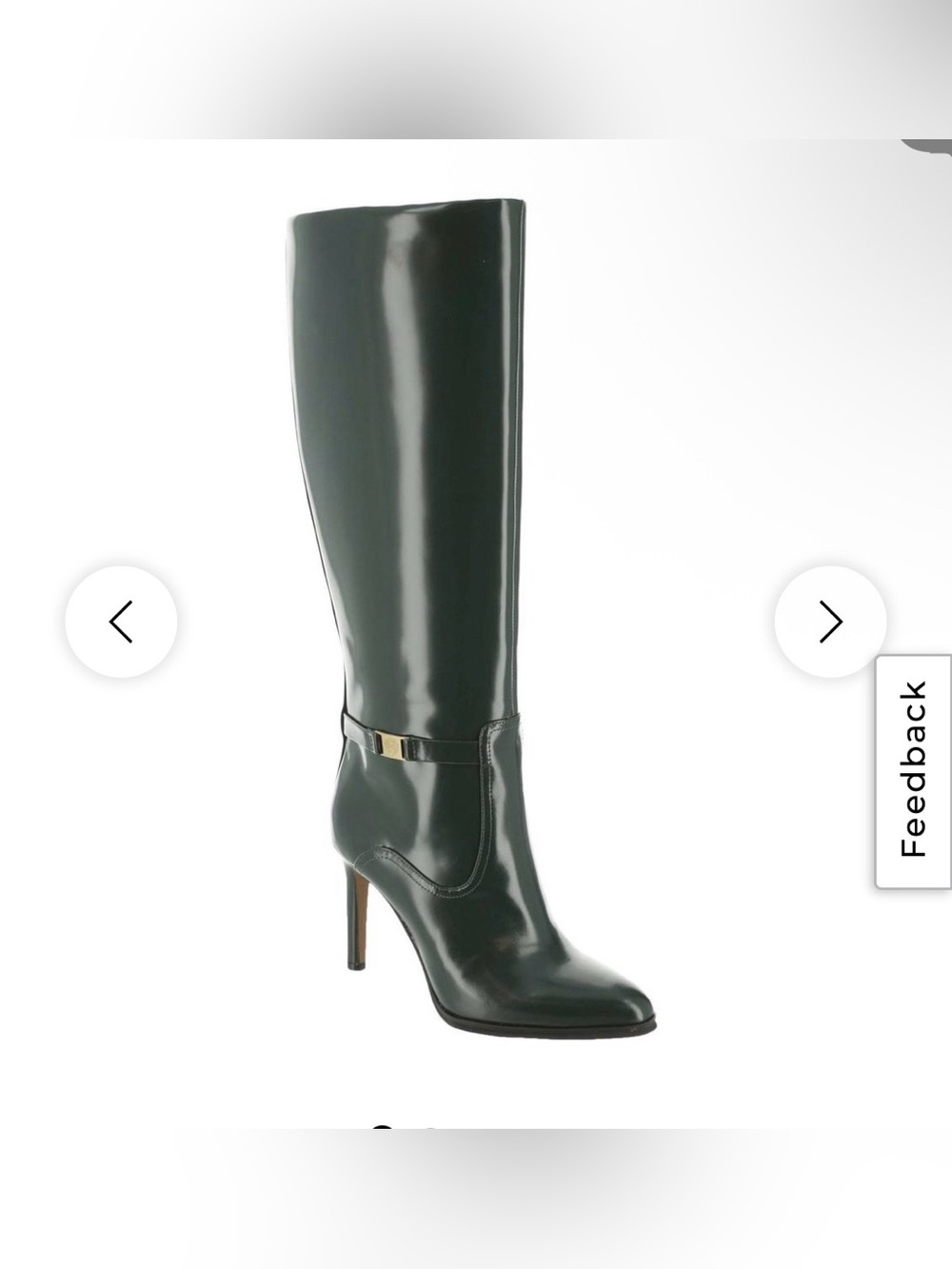 Vince Camuto High-Knee Patent Leather Stiletto Boots - Dark Green - SZ 10